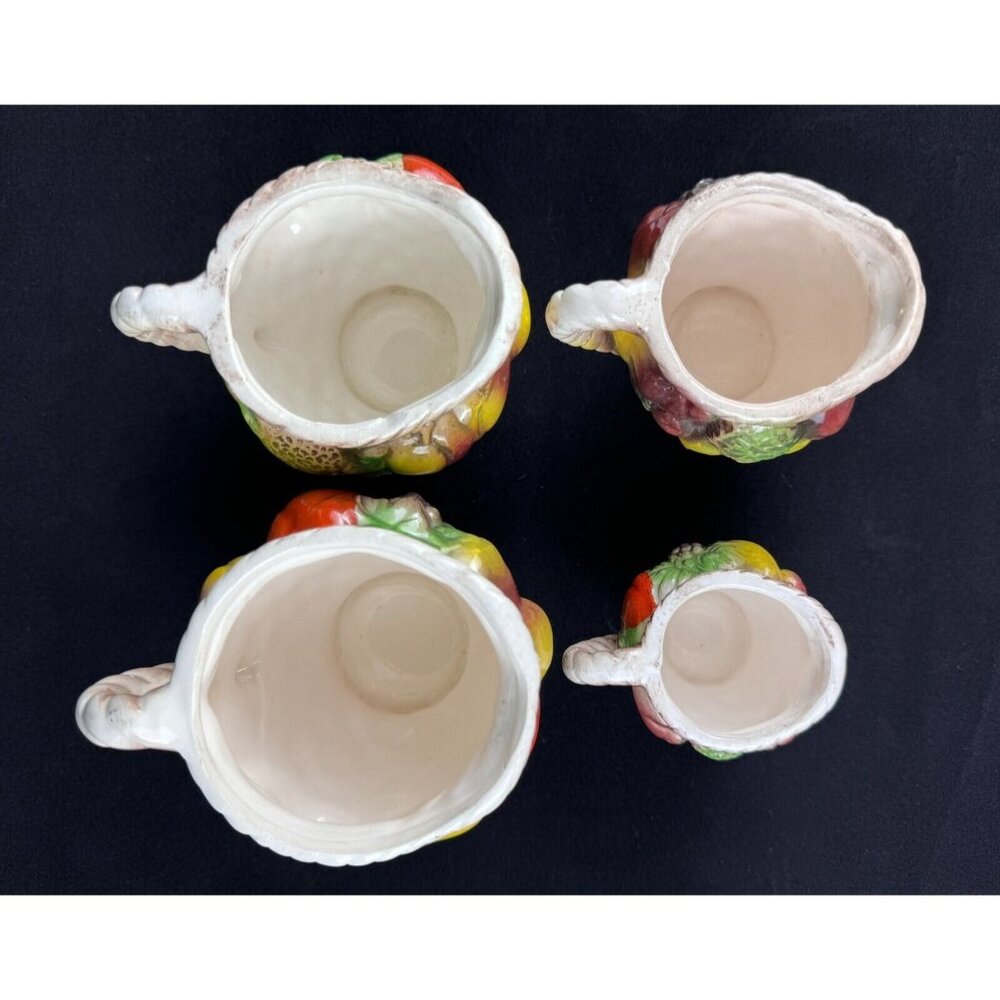 Vintage Ceramic Fruit-Themed Measuring Cup Set Hand-Painted Japan Basket Weave - Picture 5 of 10